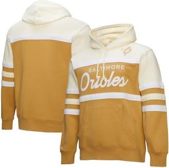 Mitchell & Ness Mens Mitchell & Ness Tan/Cream Baltimore Orioles Head Coach Pullover Hoodie at Nordstrom, Size Xxx-Large