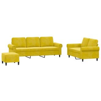 vidaXL Vidaxl - Juego De Sof&aacute;s Con Cojines 3 Piezas Terciopelo Amarillo