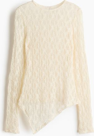 H&M Asymmetrisches Shirt im Spitzenlook - White