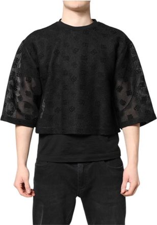 Dolce & Gabbana Zwart Logo Korte Mouwen T-shirt - Heren - T-shirts - Zwart - L - Katoen - Tops