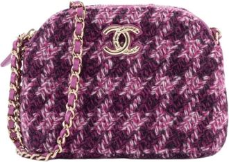 Chanel Pre-owned Cross Body Bags, female, Purple, Size: ONE SIZE Pre-owned Vintage Tweed Shoulder Bag