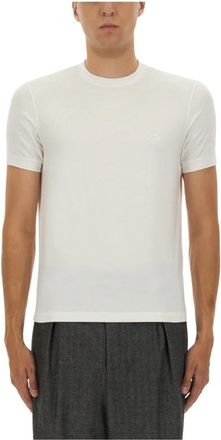 Giorgio Armani Slim-Fit Stretch Viscose T-shirt met ronde hals - Heren - T-shirts - Wit - 2XL - Leer - Tops