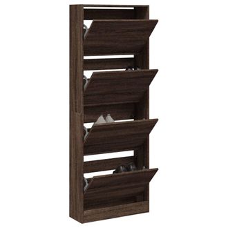 vidaXL Zapatero De Madera De Ingenier&iacute;a Marr&oacute;n Roble 60x21x163,5 Cm Vidaxl