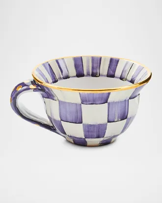 MacKenzie-Childs Violet Check Ceramic Teacup