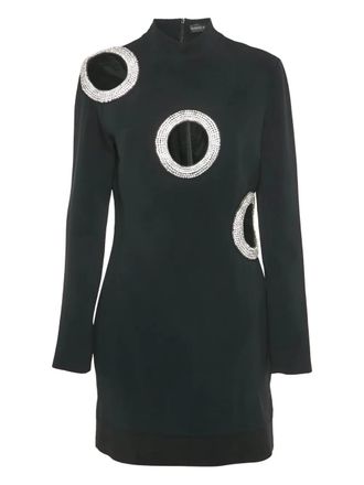 DAVID KOMA cut-out embellishment mini dress - women - Acetate/Viscose/Elastane/Acetate/Lyocell/glass - L - Black