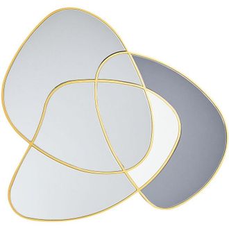 Beliani Beliani - Specchio da parete di forma irregolare in stile Art D&eacute;co con cornice dorata e vetro colorato, oro Tailly