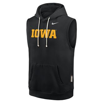 Nike Iowa Sideline Nike Mens Dri-FIT College Sleeveless Pullover Hoodie in Black | 03B400AIA-65K