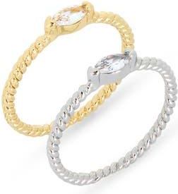 Nordstrom Rack 2-Pack Mixed Metal Cubic Zirconia Rings in Clear- Gold- Silver at Nordstrom Rack, Size 6