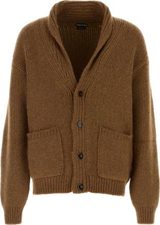 Tom Ford Geribbelde kasjmier cardigan - Heren - Cashmere truien - Bruin - S - Kasjmier - Truien & Vesten