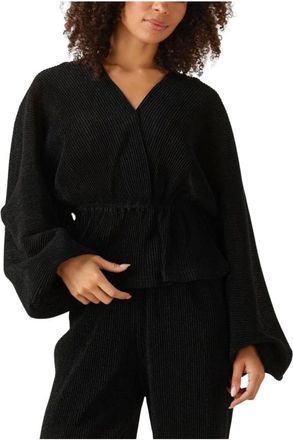 Notre-V Overhemden, Dames, Zwart, XS, Wol, Zwarte Top voor Herfst en Winter