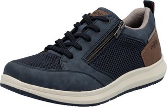 Rieker Sneaker RIEKER, Herren, Gr. 40, blau (jeansblau, braun), Lederimitat, Textil, Schuhe Sneaker, Halbschuh, Freizeitschuh, Schn&uuml;rschuh mit seitlichem Rei