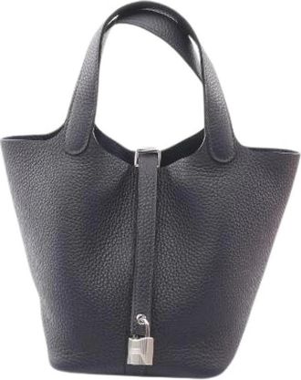 Herm&egrave;s Pre-owned Picotin Lock PM Taurillon Clemence Handbag - Dames - Vintage Tas - Blauw - ONE Size - Leer - Vintage