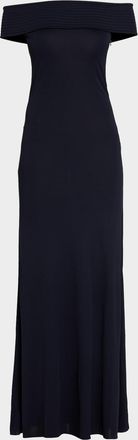 Alaia Off-The-Shoulder Jersey Bandeau Maxi Dress
