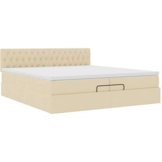 vidaXL Estructura De Cama Otomana Con Colch&oacute;n Color Crema 200x200 Cm Vidaxl