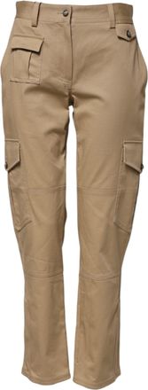 Dolce & Gabbana Womens Beige Mid Waist Cargo Tapered Pants Cotton Elastane