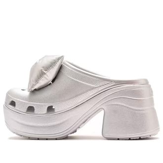 Crocs (WMNS) Crocs Siren Metallic Bow Clogs Silver 210050-0P1