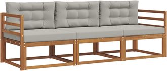 vidaXL Conjunto De Sof&aacute;s De Exterior 3 Uds. Gris Natural Y Claro Vidaxl
