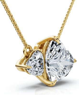 Pompeii3 1/2Ct Heart Cut Toi Et Moi Forever Us Pendant 14k Gold Lab Grown