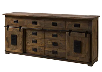 Massivmoebel24 Sideboard Mango 200x45x90 Braun Lackiert Railway 422