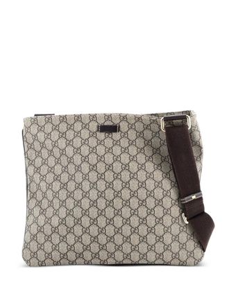 Gucci Zip Top Messenger Bag GG Coated Canvas Large crossbody bag - Marrone