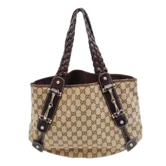Gucci Pre-owned Tote Bags, female, Beige, Size: ONE SIZE Pre-owned Canvas Tote Bag