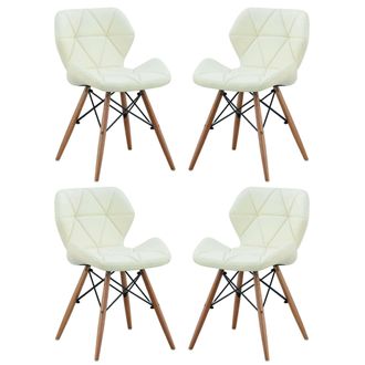 Milani Home Naomie - Sedia Moderna In Ecopelle E Legno Set Da 4