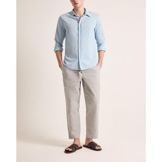 Orlebar Brown Sonoran Seersucker Relaxed Fit Seersucker Stripe Trousers in Elephant Grey/latte Stripe at Nordstrom, Size 30