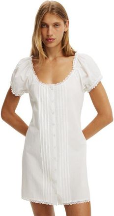 Cotton On Womens Emma Babydoll Mini Dress in White at Nordstrom, Size 10