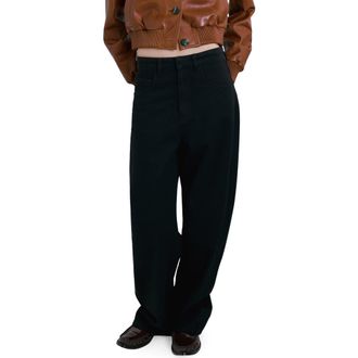 Mango Mid Rise Balloon Jeans in Black Denim at Nordstrom, Size 10