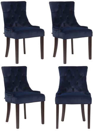 Clp Clp - Juego De 4 Sillas De Comedor Aberdeen En Terciopelo Azul Antiguo