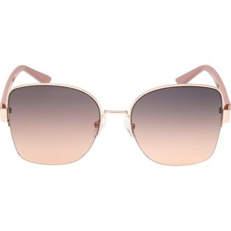 Guess 59mm Gradient Butterfly Sunglasses in Gold /Smoke Mirror at Nordstrom Rack