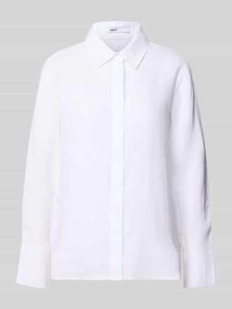 Mango Regular Fit Leinenbluse mit verdeckter Knopfleiste in Weiss, Gr&ouml;&szlig;e XL