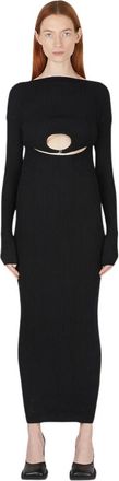 Wynn Hamlyn Geribbelde Gebreide Cut-Out Jurk - Dames - Kleedjes - Zwart - S - Kleedjes