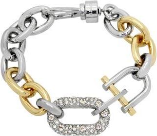 AllSaints Two-Tone Crystal Link Bracelet in Rhodium at Nordstrom Rack