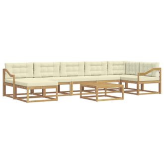 vidaXL Conjunto De Sof&aacute;s De Exterior 8 Pcs Blanco Y Crema Vidaxl