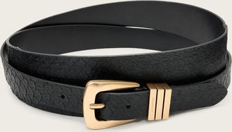 AllSaints Womens Cow Leather Harper Snake Effect Leather Belt, Size: L/XL