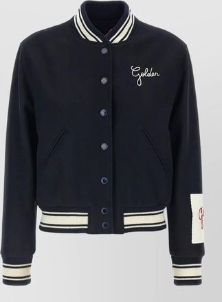 Golden Goose dirce bomber jacket contrast patches ribbed collar