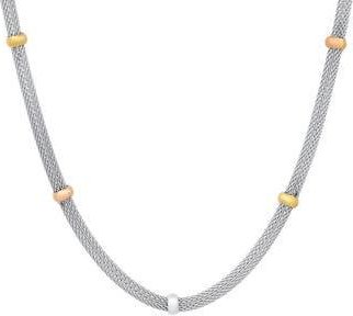 Steeltime HMY JEWELRY Tri-Tone Stainless Steel Station Necklace in Two Tone at Nordstrom Rack