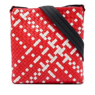 Bottega Veneta Pre-owned Woven Leather Crossbody Bag - Dames - Pre-owned - Rood - Maat: ONE Size Leer
