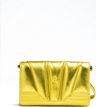 Ferrari Womens Gt Patent Leather With Chain Bag In Metal Yellow
