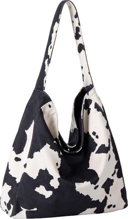 Generic Cow Print Tote Bag Hobo Bag Soft PU Travel Bag for Women Work Everyday (Black)