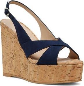 Stuart Weitzman Dayna Slingback Platform Wedge Sandal in Nice Blue at Nordstrom Rack, Size 5