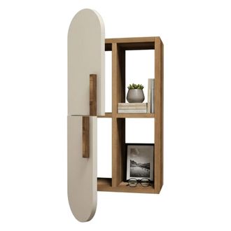 Dmora Estanter&iacute;a Nesat, 4 Estantes, Estructura Blanca, Tono Nogal, 35x22x60h Cm Marr&oacute;n Nogal