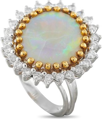 Luxury Bazaar Platinum 0.80ct Diamond and Opal Cocktail Ring MF06-082526