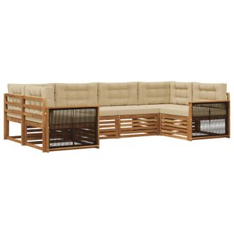 vidaXL Conjunto De Sof&aacute;s De Exterior Con Coj&iacute;n 6 Pcs Natural Y Beige Vidaxl