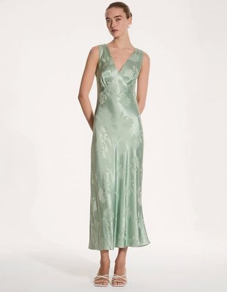 Omnes Womens Iris Jacquard Dress in Sage - Green - Size: 14