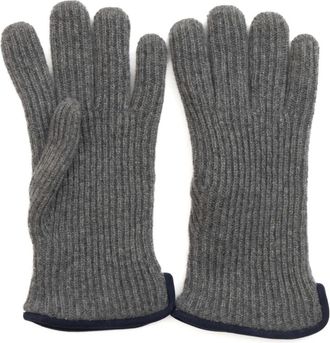 Restelli Guanti Kasjmierhandschoenen met Nappa-details - unisex - Handschoenen - Grijs - 9 1/2 IN - Kasjmier - Accessoires