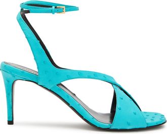 Khaite Liria 75 Cross-over Ostrich Leather Sandals - Light Blue - 40 (IT40 / UK7)
