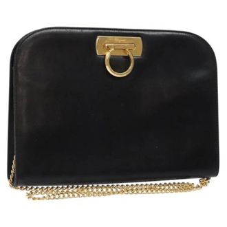 Ferragamo Tweedehands leren schoudertassen - Dames - Pre-owned - Zwart - Maat: ONE Size Leer
