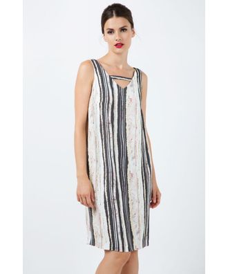 M&oacute;veis Conquista Womens Sleeveless Striped V Neck Dress - Rose - Size EU 38 (Womens)